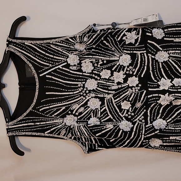 ADRIANNA Papell Black Ivory Beaded Halter Dress - Picture 6 of 12